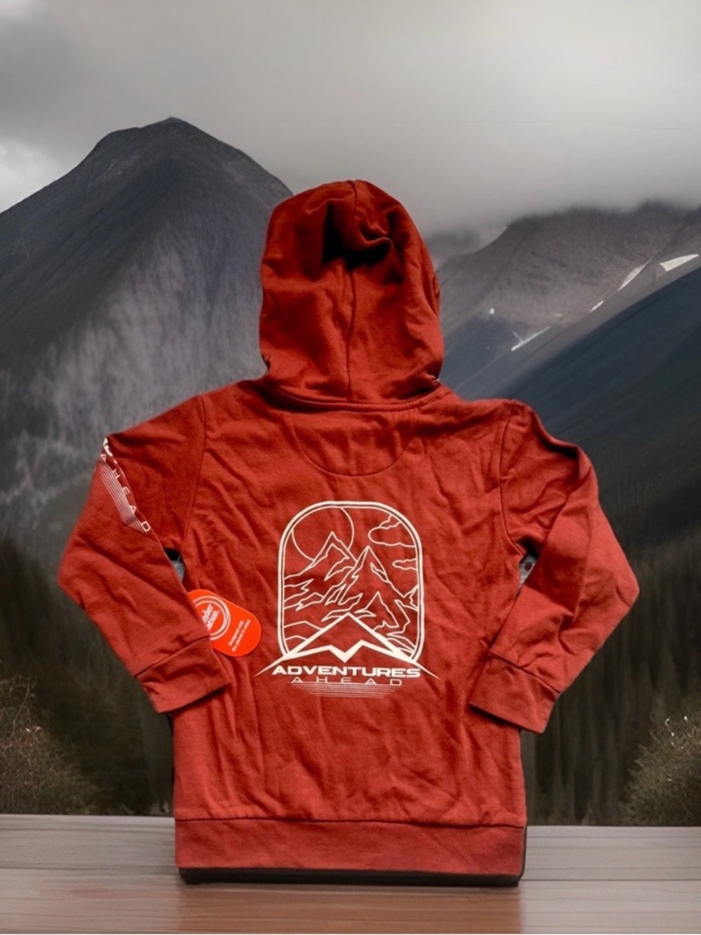 wonder nation Boy’s M 8 Rust Orange Kids' Graphic Hoodie Sweatshirt Pullover NWT - Picture 2 of 7